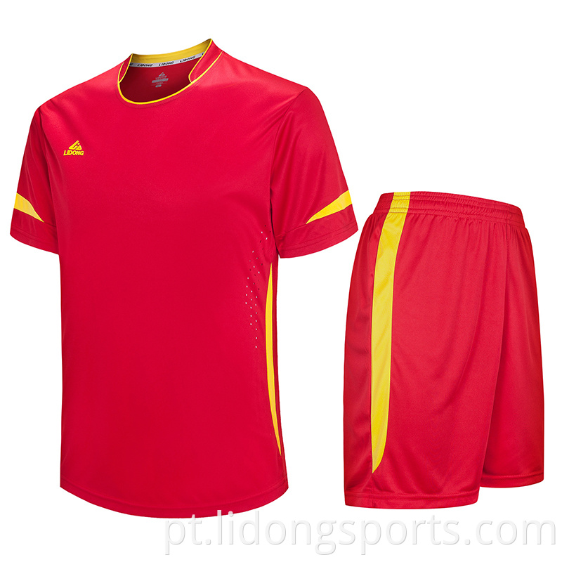 Conjunto de camisa de futebol da China Custom, uniformes de equipe de futebol com manga curta